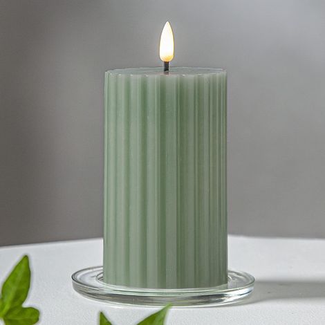 Star LED-Stumpenkerze (1 Stück) – LED-Kerze aus Wachs mit flackernder Flamme, 15 cm x 7,5 cm, Timerfunktion, batteriebetrieben (Batterien nicht enthalten) – für den Innenbereich (1/5)