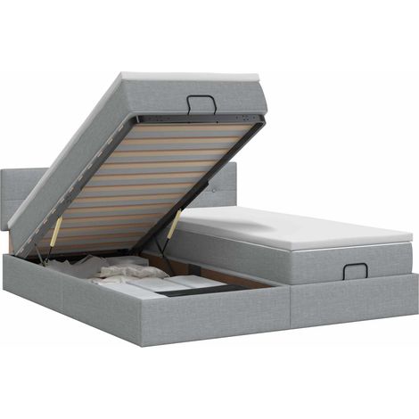 Maison Exclusive - Letto ottomano con materasso 2 pz Grigio Chiaro Tessuto (1/5)