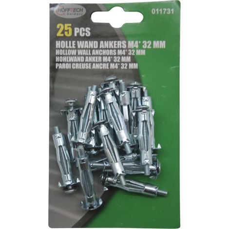 Cheville pour plaques de plâtre M4 x 32 mm, lot de 25