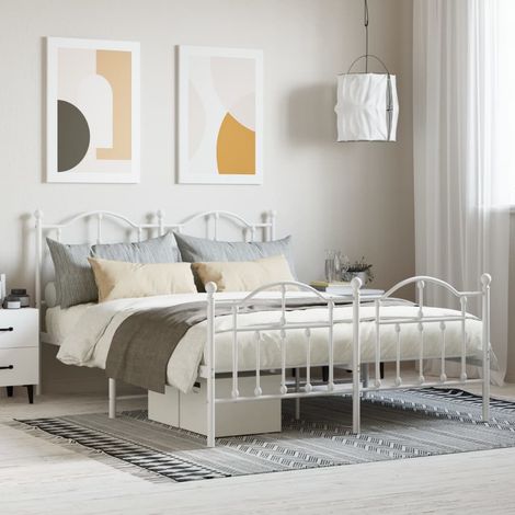 Cadre de lit métal sans matelas-Structure de lit et pied de lit blanc 140x200 cm 982175 (1/5)
