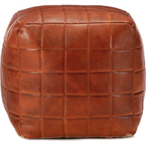 Pouf 40 x 40 x 40 cm Brun roux Cuir véritable de chèvre CFW595818 (1/4)