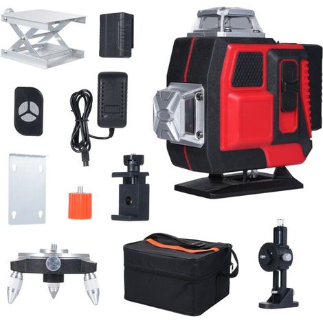 360° Green 4D Laser Level with 16 Lines, 3° Self-Leveling Construction Laser, with Battery and Rotating Mount (1/5)