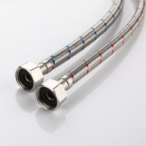 Lot de 2 flexibles de douche pour lavabos intégrés ou robinets de cuisine, longueur 800 mm, raccord fileté G1/2 (1/5)