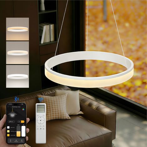 doporro Moderne LED Pendelleuchte – 60cm Dimmbare Esszimmerlampe hängend mit App & Fernbedienung, 3000–6000K, CRI≥95, höhenverstellbar für Esstisch & Wohnraum, Luvina02, Kaffee