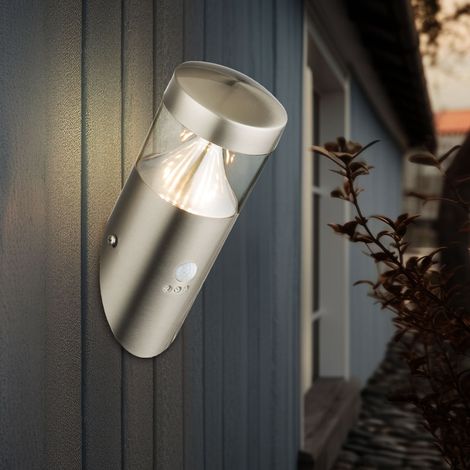 Lampada da parete per esterni, rilevatore di movimento, torcia, lampada da facciata, lampada da parete, in acciaio inox, per porta d'ingresso, 7W 450lm bianco caldo, LxH 25,9x23,9 cm