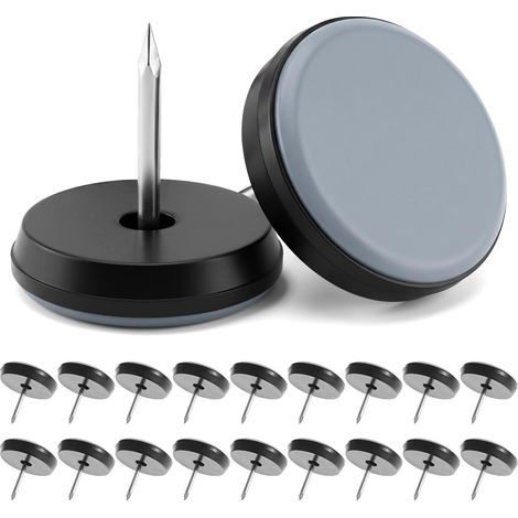Patins pour Meubles avec Clou Ø 25 mm – Glisseurs en PTFE Gris-Bleu pour Chaises, Fauteuils et Tables – Protection Anti-Rayures et Mouvement Facile sur Carrelage et Stratifié – 20 Pièces (1/5)