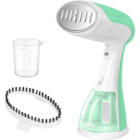 cuiseur vapeur portable, (chauffage rapide 15s, réservoir d'eau 300ml, 1500W), fer a repasser suspendu compact pour la maison - Vert (1/5)