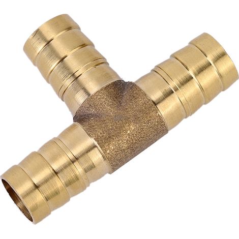 2 Stück 1/2 Zoll (12 mm) Messing 3-Wege-T-Stück mit Gewindeanschluss für Schlauchtüllen, geeignet für Gas, Kraftstoff, Wasser und Luft (1/5)