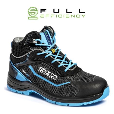 Sparco scarpa Indy-He Sunny S3S Nere/Celeste Tg.45 calzature di sicurezza in materiale antiabrasione con puntale in vetroresina amagnetico Nero/Celeste 45