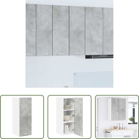 Rangement cuisine - Armoire suspendue Gris béton et Blanc 30 x 31 x 80 cm (1/5)