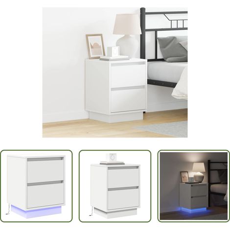 vidaXL Éclairage LED - Cabinet de chevet Blanc 39 x 34,5 x 50 cm Bois d'ingénierie (1/5)