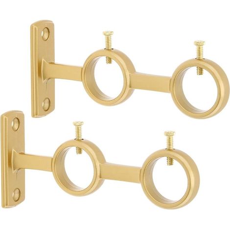 Support mural double pour tringle à rideau Ø15–25 mm, doré, lot de 2 pièces (1/5)