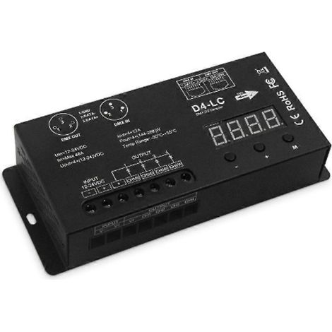 Leistungsstarker 4-Kanal-DMX512-LED-Controller, 12 A/Kanal, DMX512-Decoder/Dimmer, DC12–24 V-Treiber, maximale Leistung 1152 W für RGBW-LED-Streifen oder -Lampen (1/5)