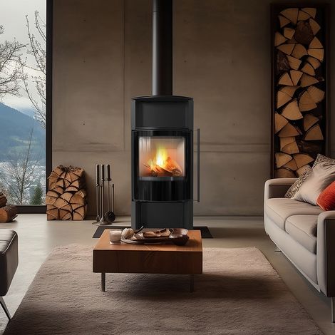 Kratki Kaminofen aus Stahl TOFA Ø 150 8 kW Hausheizung Kamin Ofen Stahlkamin Wärme (1/5)