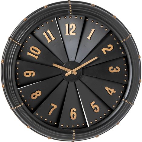 Horloge murale métal noir doré - noir et doré (1/4)