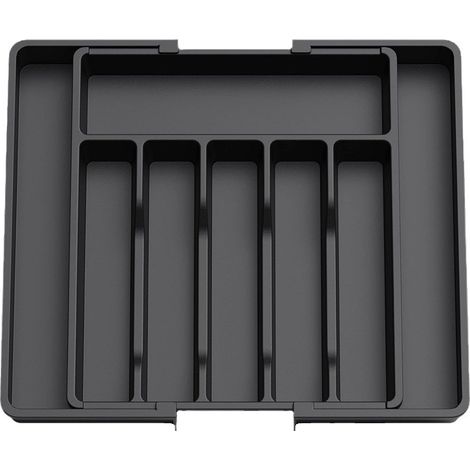 Besteck-Organizer, erweiterbare Schublade, Besteckkasten, schwarze Küche, verstellbarer Schubladen-Organizer (1/5)