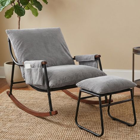 Fauteuil Relax Jardin avec Repose-Pieds Gris – Fauteuil Confort Intérieur Extérieur