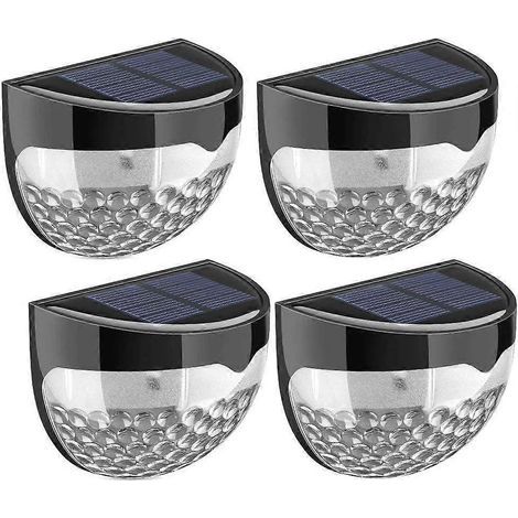 Lot de 4 lampes solaires pour clôture Éclairage décoratif de jardin Applique murale extérieure LED sans fil Idéale pour allées, terrasses, escaliers (1/5)