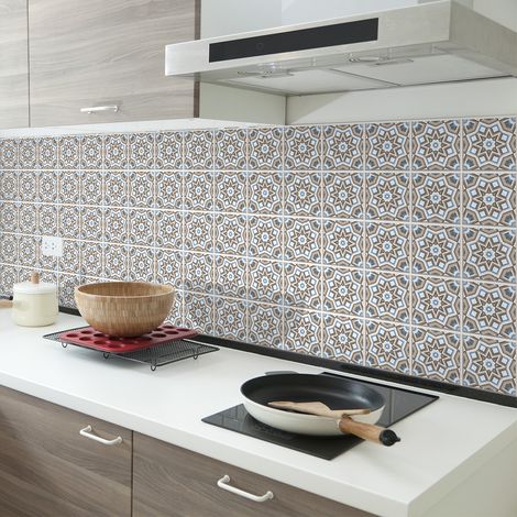 Sticker Mural Carrelage adhésif Cuisine Salle de Bain - 30 STICKERS CARREAUX DE CIMENT AZULEJOS PUCCI - 30stickers15x15cm (1/5)