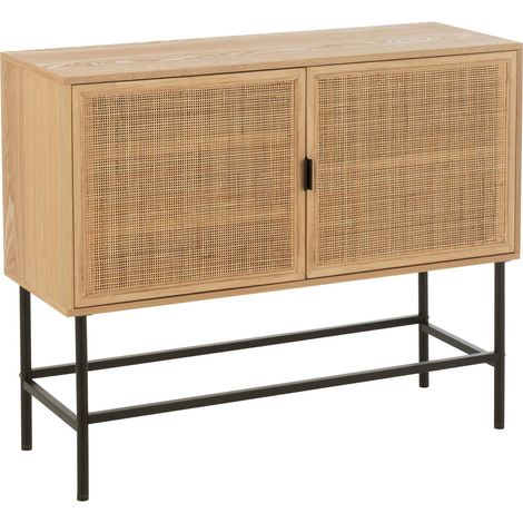 Meuble carré bois naturel et métal noir style contemporain - Bois naturel et métal noir (1/5)