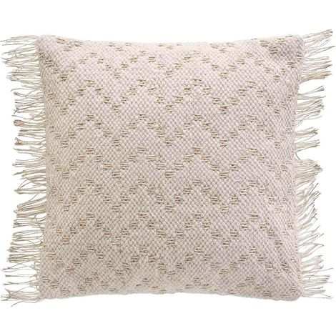 Housse de Coussin Franges 40x40 cm Coton/Polyester + Fils Métallisés - IKAT (1/3)