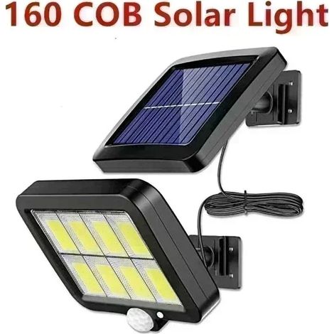 (1 pièce - 160COB) Lampe solaire LED COB, applique murale étanche pour extérieur, compatible avec les éclairages de sécurité d'urgence, les décorations de jardin et les détecteurs de mouvement PIR. (1/5)