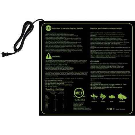 Tapis chauffant, Tapis chauffant pour semis avec thermostat et sonde NTC, Étanche IP67, 30 Watts, Idéal pour les plantations d'intérieur, Brassage à domicile, et les fermentations de bricolage，50cm52c (1/4)
