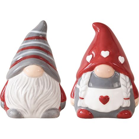 Nordisches Weihnachtselfen-Salz- und Pfefferstreuer-Set aus Keramik – Handgefertigte Weihnachtsmann- und Elfenfiguren, festliche Küchen- und Tischdekoration als Weihnachtsgeschenk