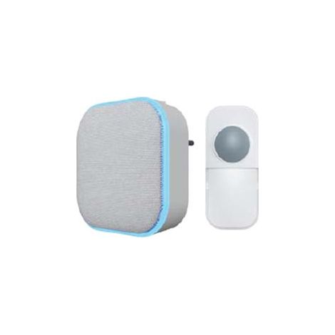Campanello Wireless Kindoor Bianco con Finitura in Tessuto Grigio Syntesy