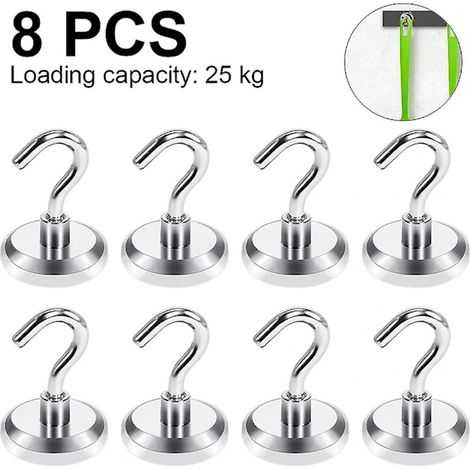 8 aimants crochets puissants, aimant néodyme super fort pour frigo, crochet magnétique robuste pour suspendre outils, croisière, barbecue, manteaux, boîte à outils (1/5)