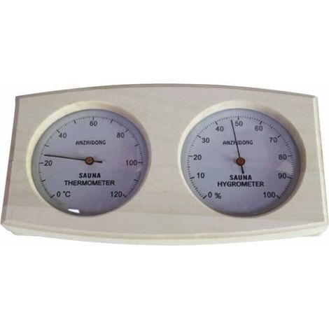 Ce thermomètre et hygromètre 2 en 1 en bois est idéal pour les saunas et les chambres. Il fonctionne sans piles et affiche une température simulée.