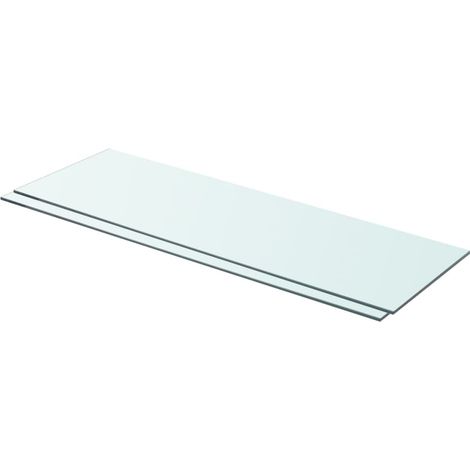 2 pcs Panneaux d'étagère, Tablettes Murale, Meubles de rangement Verre Transparent 80 x 25 cm MAE7900 (1/3)