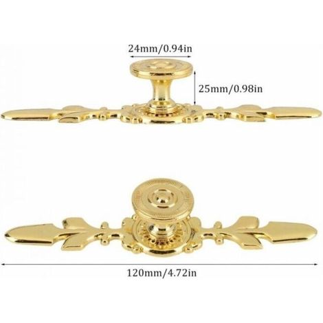 4 Stück (Gold) Schubladengriffe im Vintage-Stil aus Zinklegierung, Möbelgriffe für Schubladen, Schränke, Kommoden, Kleiderschränke, inklusive Schrauben, Wohnaccessoires (1/4)