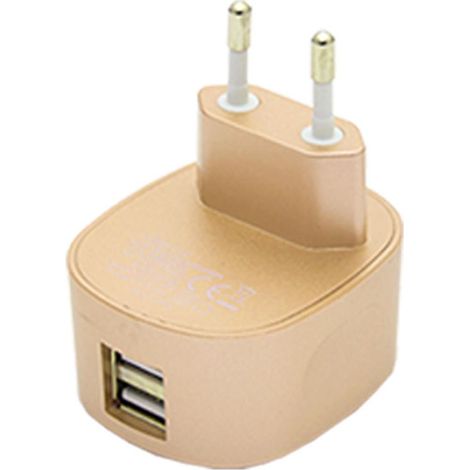 Compatible avec l'adaptateur secteur double USB FX Colorful, prise 2,4 ampères (dorée) (1/5)