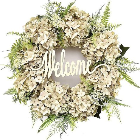 Guirlande Imitation - Couronne Hydrangea - Décoration Porte Mur Extérieur Intérieur - 1 Pièce (1/5)