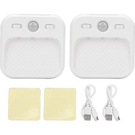 Lampe LED de Nuit 2pcs Détecteur de Mouvement Rechargeable Variateur Minuterie Lumière Douce pour Escalier Couloir Placard Cuisine (1/5)