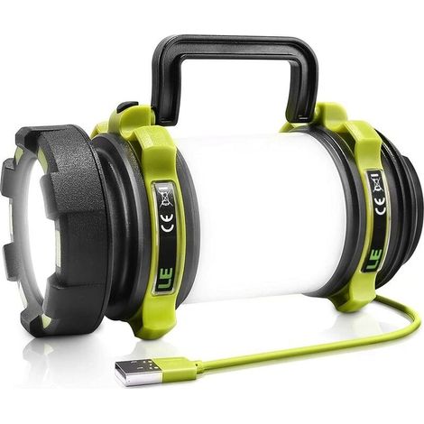 Lampe de Camping LED Rechargeable 2600mAh, Lampe Torche Puissante 6 Modes avec Câble USB, Étanche pour Randonnée, Garage, Urgences et Bricolage (1/5)