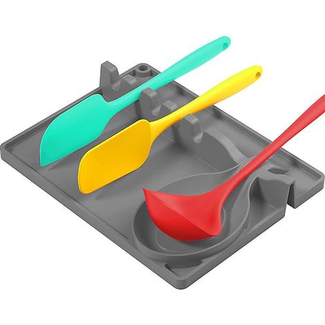 Tapis de rangement antidérapant en silicone pour ustensiles de cuisine, spatules et cuillères (1/5)