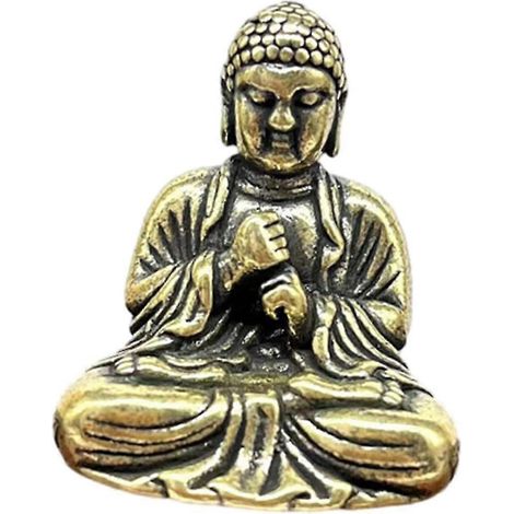 Petite figurine de Bouddha assis en laiton, décoration de bureau, souvenir, animal miniature pour la chambre, la maison ou le bureau. Accessoire de décoration-2.6x3cm (1/5)