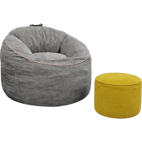 Pouf ergonomique incurvé avec poche de rangement amovible et repose-pieds cylindrique assorti pour un confort moderne à la maison (1/5)