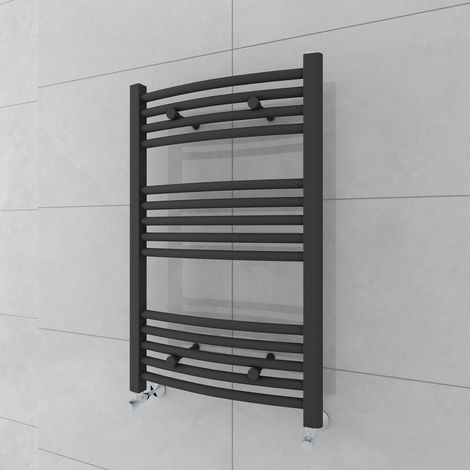 WarmeHaus Curved Grey Heated Towel Rail Radiator 800x500mm