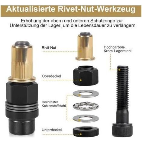 Lot de 6 pinces à écrou à riveter M3 M4 M5 M6 M8 M10 - Riveteuse manuelle, écrous à sertir - Outil de rivet manuel - Conçu pour les espaces étroits
