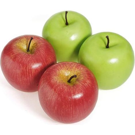 APEX Lot de 4 pommes artificielles réalistes rouges et vertes en plastique, pour la décoration de la maison, de la cuisine, des fêtes (1/5)