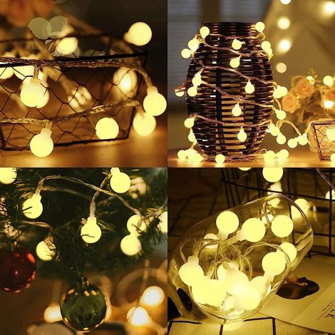 RCBBETT ZA SAS Guirlande lumineuse à boules, 20 m 150 LED blanc chaud, guirlande globe intérieur et extérieur, 8 modes, télécommande 6 touches sans fil, sur secteur, décoration pour balcon, jardin (1/5)