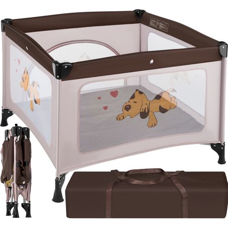 Tectake – Parc bébé pliant 105x105x78cm – 100% polyester – Sac de transport inclus – Côtés en tissu maillé pour circulation d'air