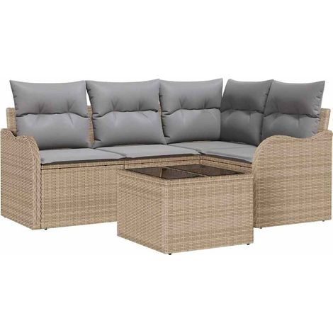Maison Exclusive - Conjunto de sofá de jardín 5 pcs Negro ratán s (1/5)
