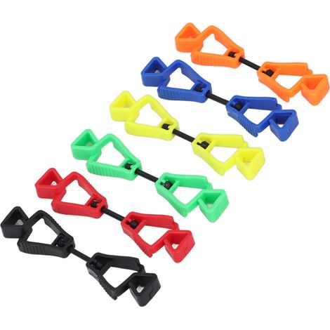 Lot de 6 pinces à gants légères en plastique, anti-perte, pour les travailleurs en extérieur (entretien, construction, nettoyage). (1/5)