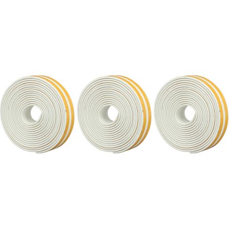 6 pièces mousse coupe-froid bande d'étanchéité de porte ruban isolant rouleau auto-adhésif étanchéité coupe-froid blanc (1/5)
