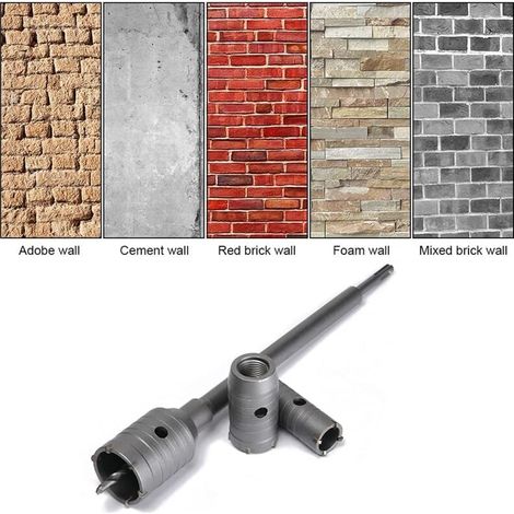 Scie à Cloche Trépan, Ø30mm, 40mm, 50mm Set de Scies Cloches , Trépan Béton 350 mm SDS Plus Tige d'Extension ​Pointe en Carbure de Tungstène,Scie Cloche pour Brique Pierre Béton Ciment