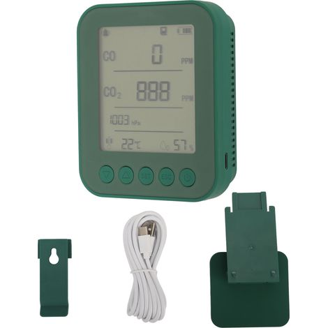 Détecteur de Qualité d'Air Multifonction CO2 Température Pression Humidité Boîtier ABS Alarme Voiture 5V (1/5)